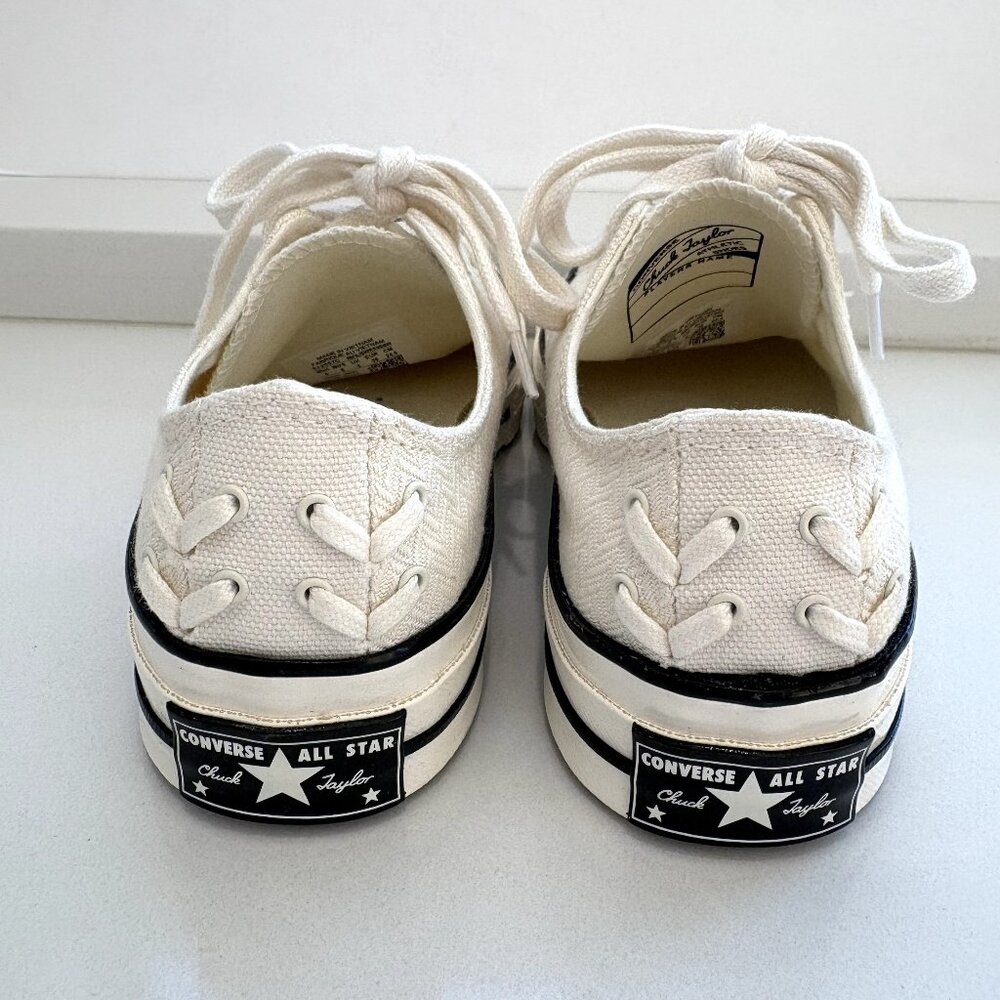 Converse Chuck 70 Ox Chevron Embroidered Sneakers Lace Up Low Top Egret Size 8.5 - Picture 5 of 9